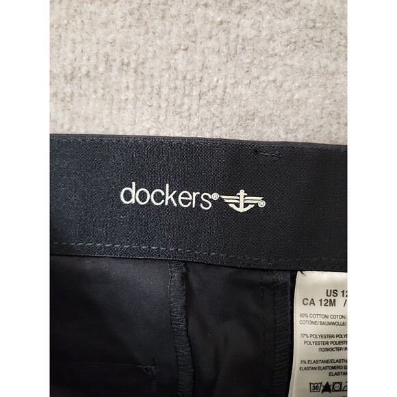 Dockers Sure Fit Khaki Pants Womens 12 Black Slimming Stretch Trouser NEW - Picture 7 of 10